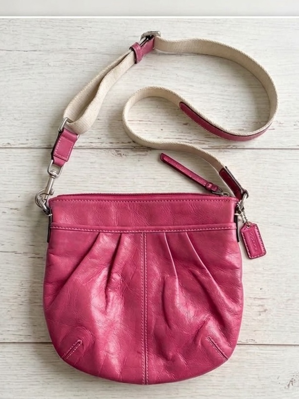 COACH Soho Vintage Pleated Leather Crossbody Bag Pink Y2K 2000s Preppy Coquette